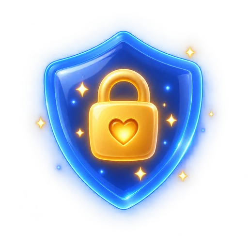 A glass shield with a gold padlock