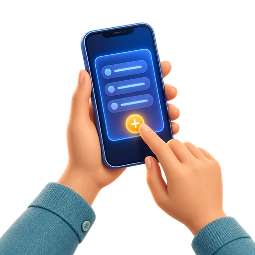 A parent's hands typing a chore on a phone